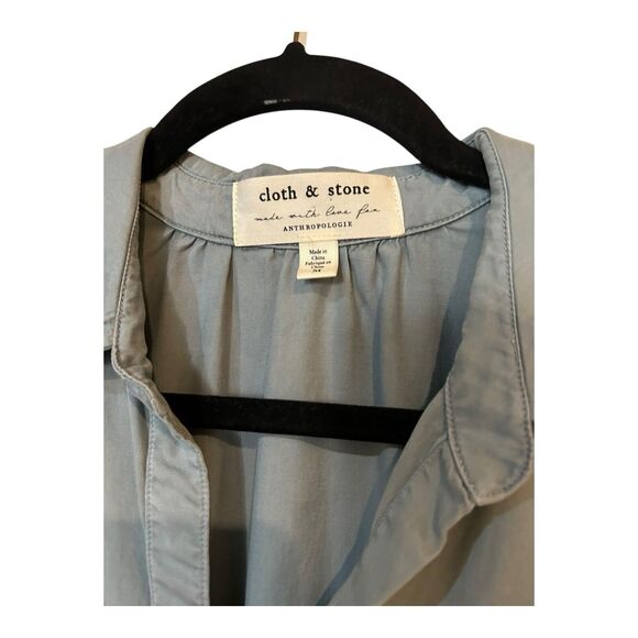 AB23 Anthropologie Cloth & Stone Ombré Button Down Tunic High Low Blue Sz M - Picture 3 of 5